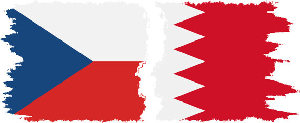 Bahrain and Czech grunge flags connection vector