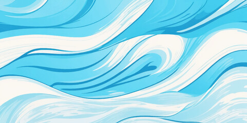 Watercolor surface ocean water wave, seamless blue water ocean wave background. Blue water ocean surfing wave.