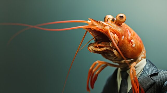 Shrimp in a business suit. Generative AI