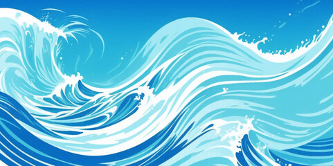 Sea water ocean wave vector background. Blue water ocean sea wave seamless background. Water  ocean wave white and soft blue aqua, teal texture.