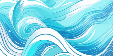 Sea water ocean wave vector background. Blue water ocean sea wave seamless background. Water  ocean wave white and soft blue aqua, teal texture.