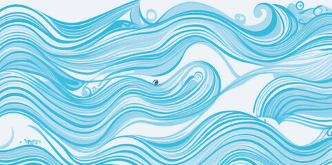 Fototapeta premium Sea water ocean wave vector background. Blue water ocean sea wave seamless background. Water ocean wave white and soft blue aqua, teal texture.