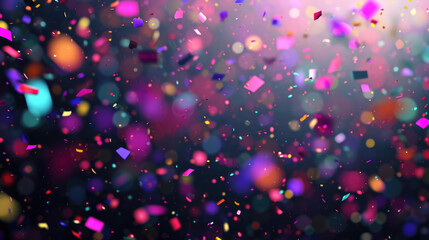 Obraz na płótnie Canvas Blurry colorful confetti on black background