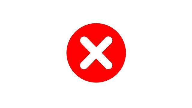 Red cross indicates Incorrect, false, or no - Animation Stock Video."
