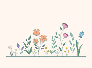 Vector of Illustration of wild flowers about flowers, icon, illustration, floral, and nature. Beautiful flower style color	
