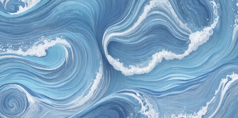 Obraz premium Vector watercolor ocean wave line blue and white background. Ocean sea art with natural template. Seamless soft blue ocean pattern wave water background.