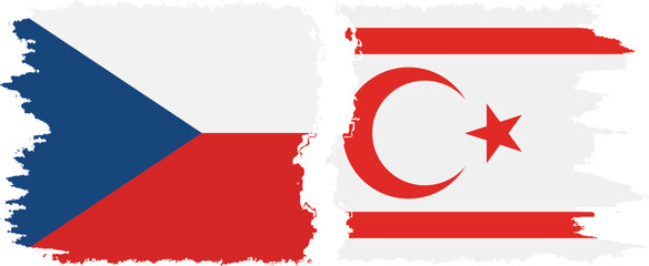 Obraz na płótnie Canvas Turkish Republic of Northern Cyprus and Czech grunge flags conne