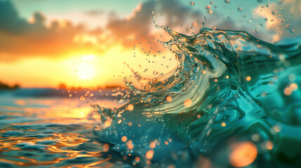 Sunset hues dance on the ocean's surface.