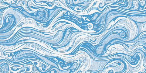 Seamless wave water ocean soft blue curve line background. Water  ocean wave white and soft blue aqua, teal texture. Vector sea, wave, water background.