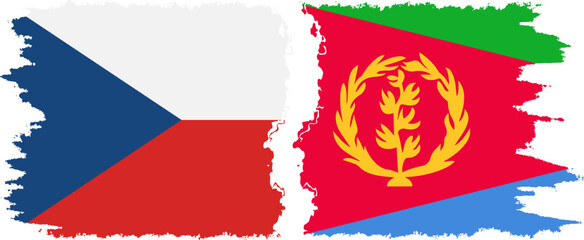 Fototapeta premium Eritrea and Czech grunge flags connection vector