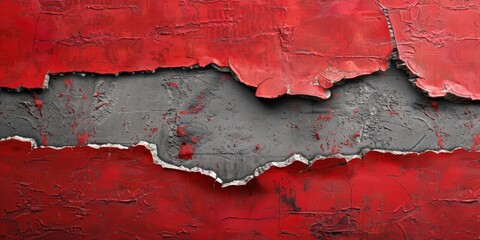 Red Texture Background with Torn Border Gray Textured Layer Underneath - Red is Vibrant Rough Fabric Like Appearance Wallpaper created with Generative AI Technology