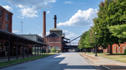 Fototapeta premium Sloss Furnaces in Birmingham, Alabama. It is a National Historic Landmark. : Generative AI
