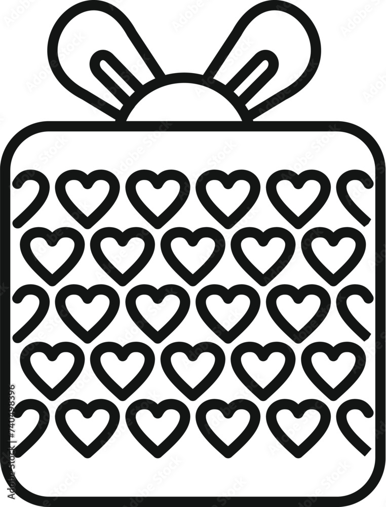 Canvas Prints heart valentine birthday icon outline vector. ribbon gift box. minimal stand festive