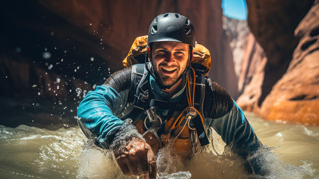 Canyoneering, Cliffside rappelling, Canyon explorations, Adventure abseiling, Harness and gear, Vertical descents, Rocky landscapes, Extreme descents, Adrenaline-fueled feats, Nature's challenge