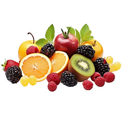Mix fruits isolated on transparent background