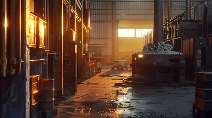  Industrial foundry with furnace in background : Generative AI © Generative AI