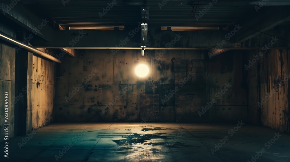 Poster old empty, grunge basement room with copy space : generative ai