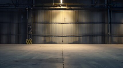 Empty warehouse wall, can be used as industrial background : Generative AI