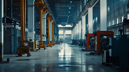 Foto op Plexiglas The interior of a machine hall at an abandoned industrial area : Generative AI © Generative AI