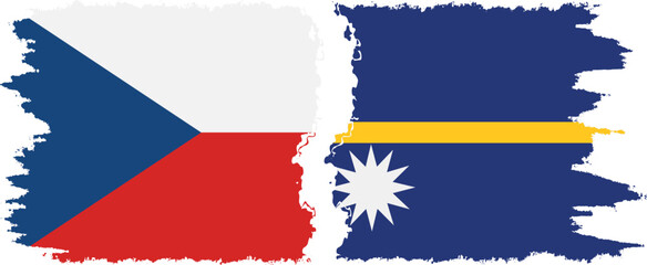 Nauru and Czech grunge flags connection vector