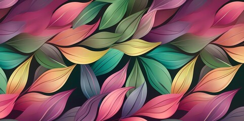 Seamless pattern with multicolored leaves, Generative AI illustrations.