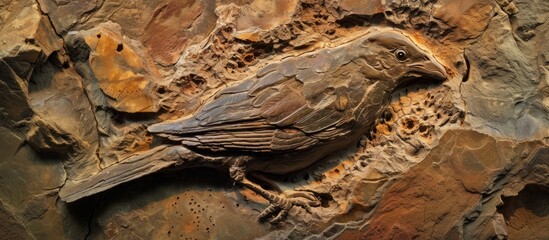 A bird perches on a rock wall, showcasing its natural behavior and surroundings.