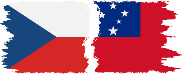 Independent State and Czech grunge flags connection vector