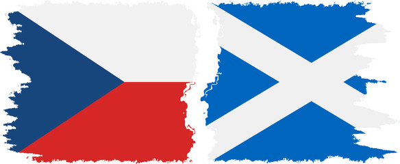 Scotland and Czech grunge flags connection vector