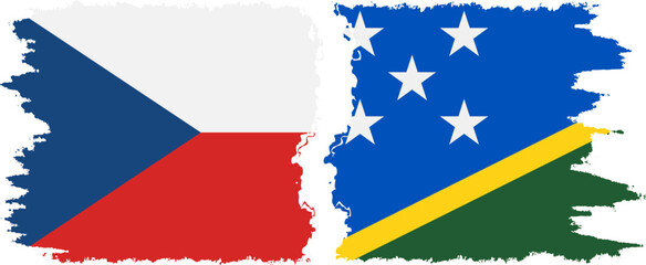 Solomon Islands and Czech grunge flags connection vector