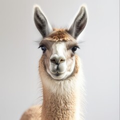 Close up of llama against white background