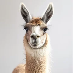 Foto op Canvas Close up of llama against white background © Shahid