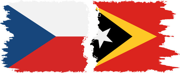 Timor-Leste - East Timor and Czech grunge flags connection vecto