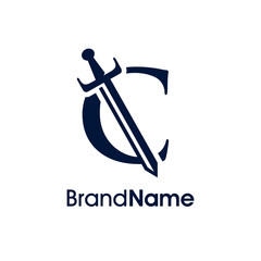 Simple Elegant Initial C Sword Logo