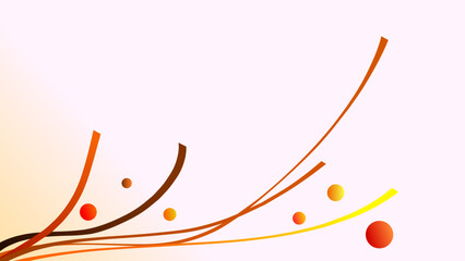 Cream and white background with orange shades ribbons and spheres presentation background