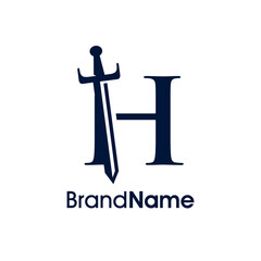 Simple Elegant Initial H Sword Logo