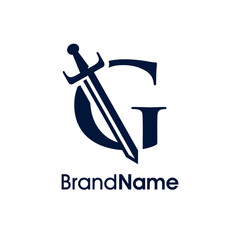 Simple Elegant Initial G Sword Logo