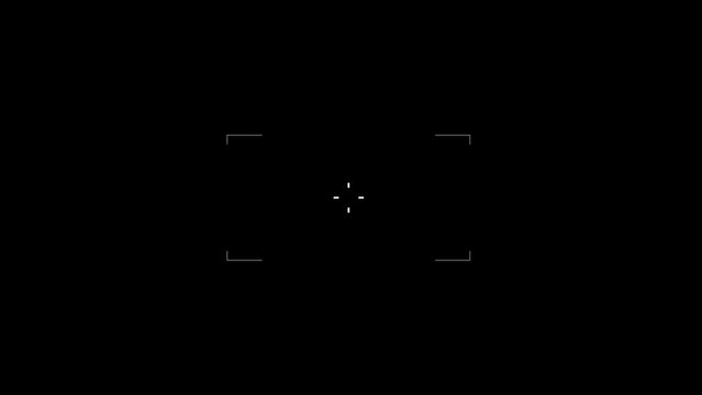 Futuristic HUD aim. Cyberpunk style HUD screen. Tech user interface hologram screen for game, movie, sci-fi, drone footage, VR etc. Video overlay template. Tech concept.