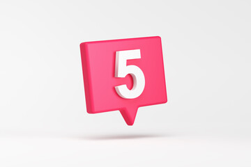Number five on pink speech bubble on white background.