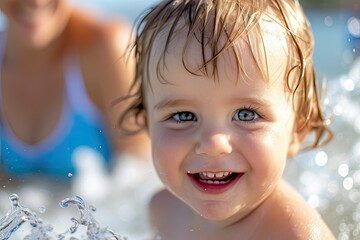 child playing in the water