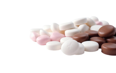 Fototapeta na wymiar A pile of marshmallows in white and pink colors. Isolated on a Transparent Background PNG.