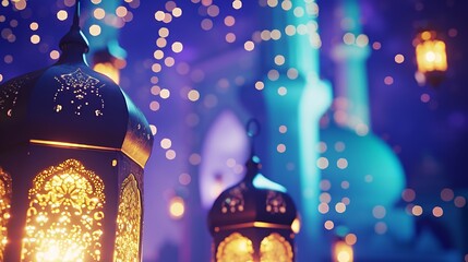 Ramadan with Lantern and Mosque in Background