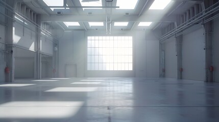 interior of a warehouse ,clean and empty : Generative AI