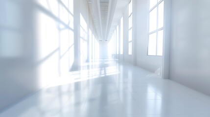 Wide Blurred Empty Abstract Building Pathway Background From Perspective Building Hallway for...