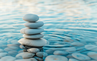 Balancing Stones in Water. Zen Concept. Zen Buddhist scene.