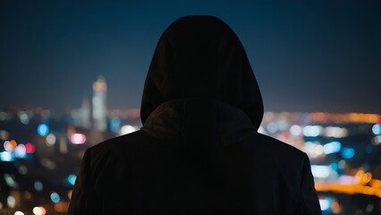 The silhouette of a lone figure, their face hidden from view