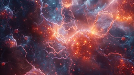 Neurotransmitter molecules transmitting signals across a network of interconnected stars a cosmic brain - obrazy, fototapety, plakaty