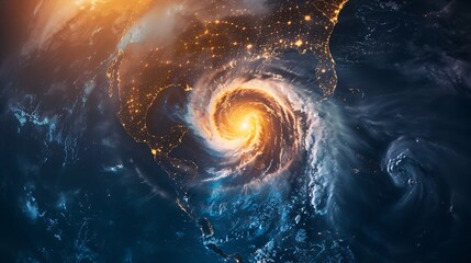 Hurricane Florence over Atlantics Satellite view Super typhoon over the ocean The eye of the hurricane The atmospheric cycloneView from outer space Some elements of this image  : Generative AI