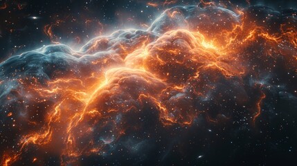 Naklejka premium Neurotransmitter networks spanning across a brain shaped nebula where thoughts become reality inhabited by creatures of pure consciousness