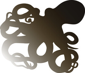 The octopus has eight tentacles equipped with numerous suction cups. Gradient