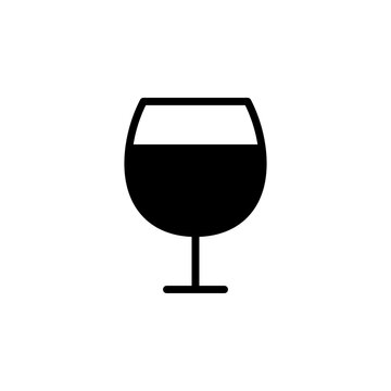 Wine glass icon. Modern wineglass symbol illustration. Flat stemware pictogram. Vector beverage sign template